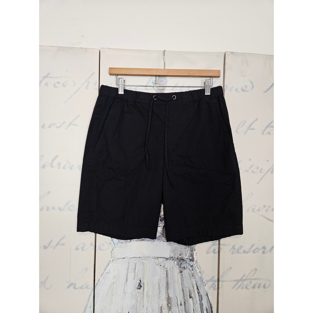 Eileen Fisher Organic Cotton Stretch Shorts Small Black Drawstring Waist Casual